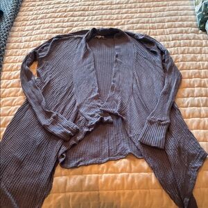 Blue Knit waffle Cardigan